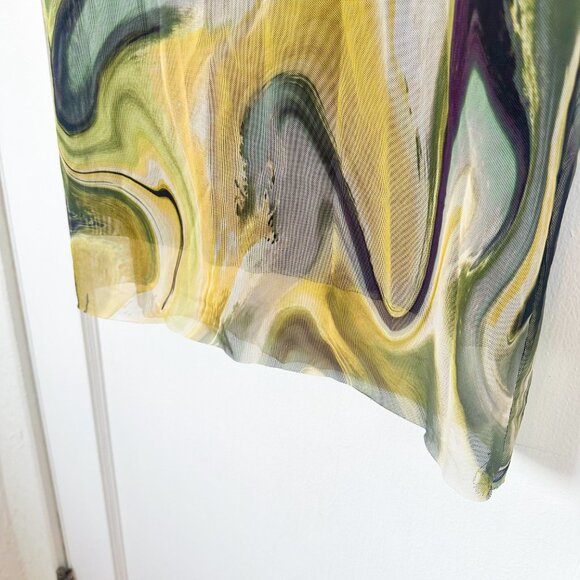 Zara | Printed Tulle Midi Skirt in Tie-Dye Green (Style 5039/808/131) - Picture 8 of 9